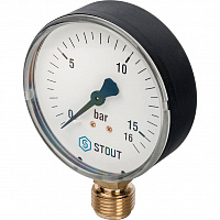 SIM-0010-801615 STOUT Манометр радиальный. Корпус Dn 80 мм 1/2", 0...16 бар, кл.2.5