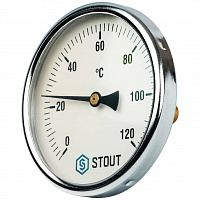 SIM-0001-105015 STOUT Термометр биметаллический с погружной гильзой. Корпус Dn 100 мм, гильза 50 мм 1/2", 0...120°С