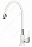 SL123W-016F Смеситель для кухни с белым гибким силиконовым изливом РМС