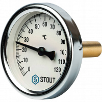 SIM-0001-635015 STOUT Термометр биметаллический с погружной гильзой. Корпус Dn 63 мм, гильза 50 мм 1/2", 0...120°С