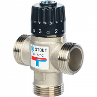 *SVM-0020-166025 STOUT Термостатический смесительный клапан для систем отопления и ГВС 1" НР   35-60°С KV 1,6