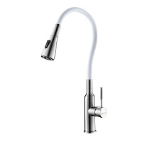 Смеситель Lemark Expert LM5082S-White для кухни с гибким изливом, 2х-функц. аэратором, белый